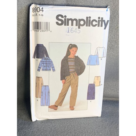 Simplicity Girls Top Jacket Pants Skirt Sewing Pattern Sz 7-16 8904 - Uncut - Picture 4 of 4